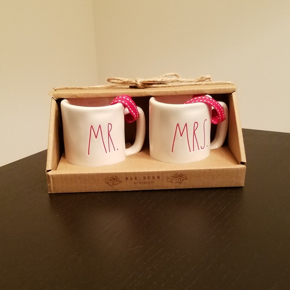 Rae Dunn Other - Mr. and Mrs. Ceramic Mug Ornaments NWT